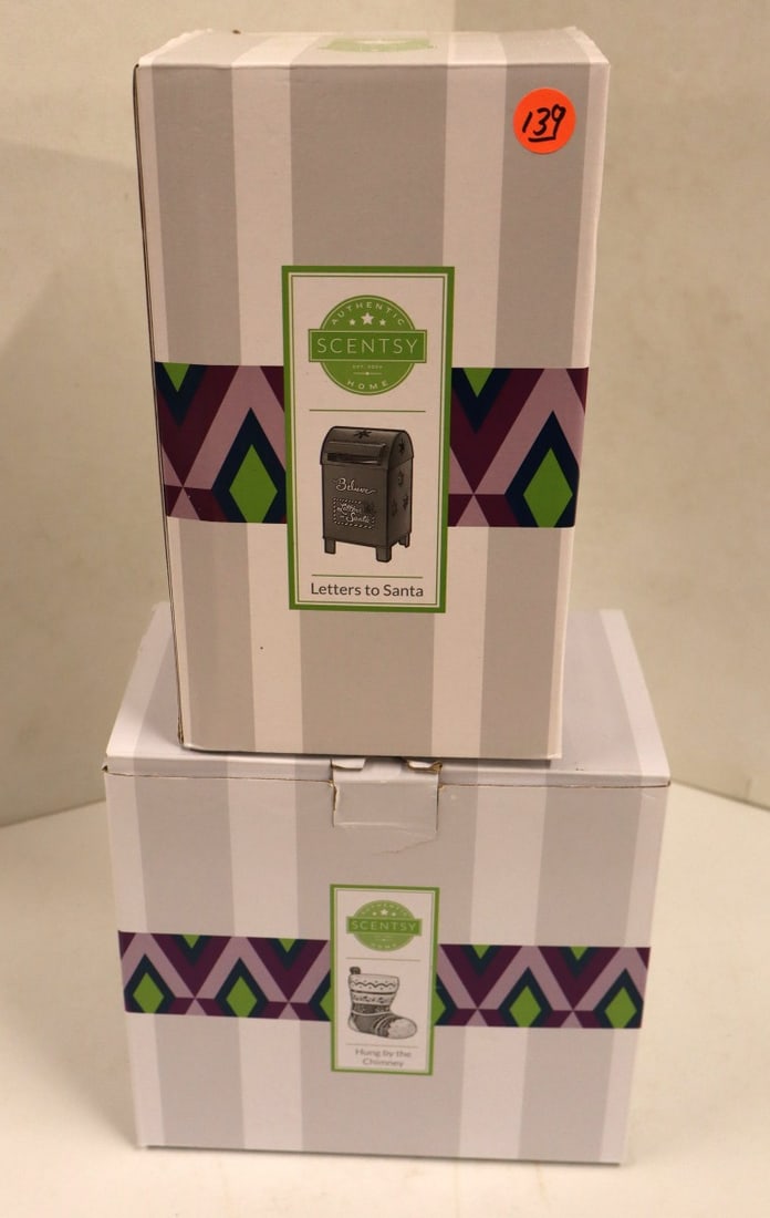 2 New Holiday Scentsy Warmers in boxes: 2 piece lot: Authentic Scentsy Warmers Home Collection Letters to Santa and Hung by the Chimney - like new in boxes.