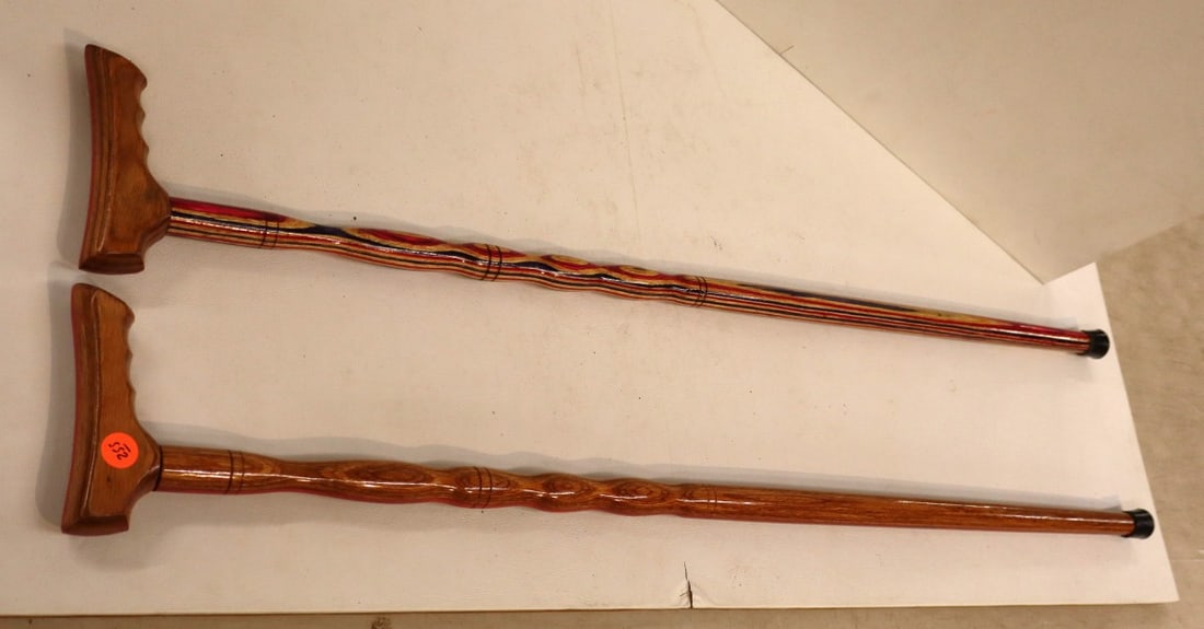 2 multi color wooden walking canes 36"l (1 of 2)