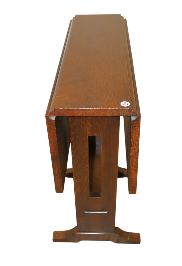 RARE model Stickley mission oak drop leaf petite table nice dark original finish (1 of 5)