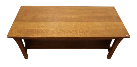 Stickley mission oak slat sided coffee table original finish