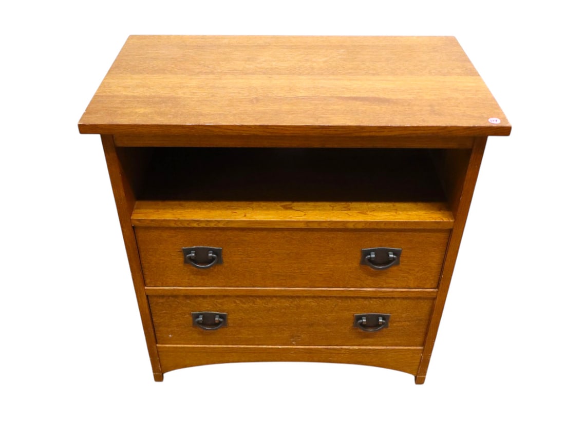Stickley Mission Oak Two Drawer Chest: Stickley mission oak chest with 2 drawers original finish structurally sound and in good condition. 29"h x 29"w x 17"d