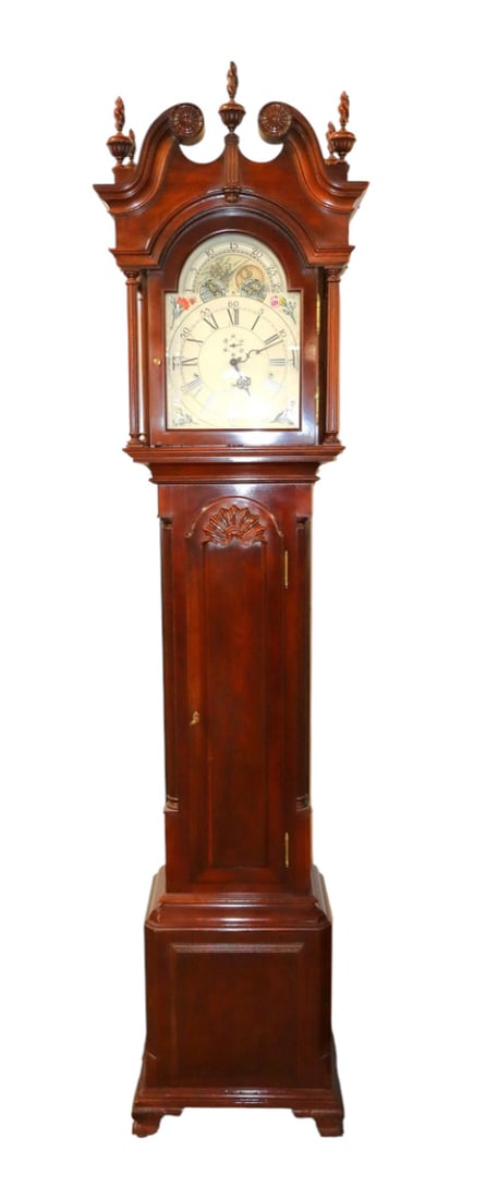 Sligh John Goddard Newport cherry shell carved tall case grandfather clock beautiful orig finish (1 of 9)