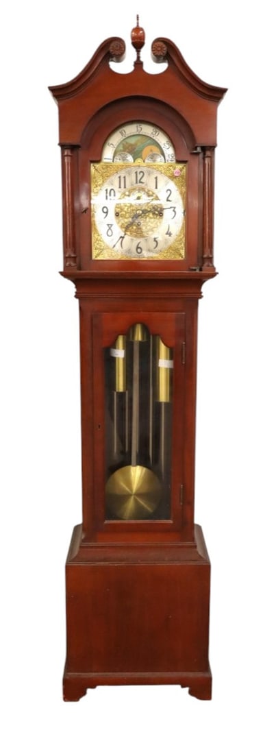 Herschedes 5-tube semi antique solid mahogany tall case grandfather clock model #245 with key (1 of 11)
