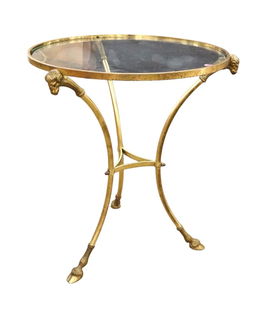 Vintage rams heads & foot accent table manner Jansen (1 of 5)