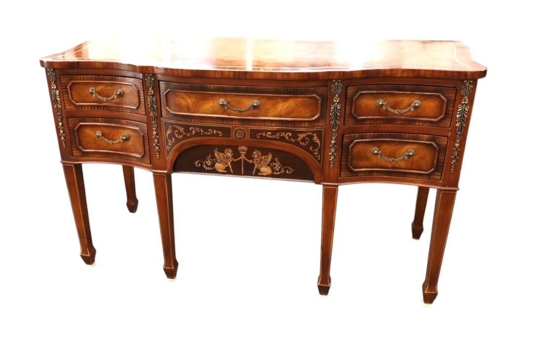 Nice lion, stenciled, spade foot buffet sideboard (1 of 9)