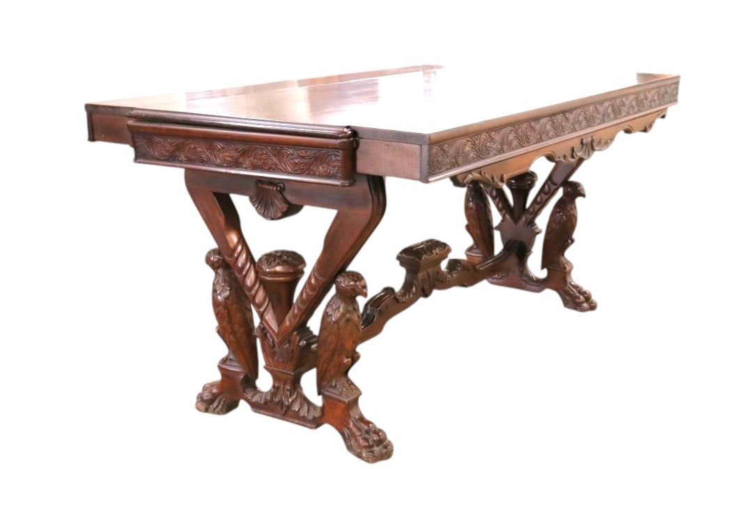 Awesome antique bird carved & burl extension table (1 of 8)