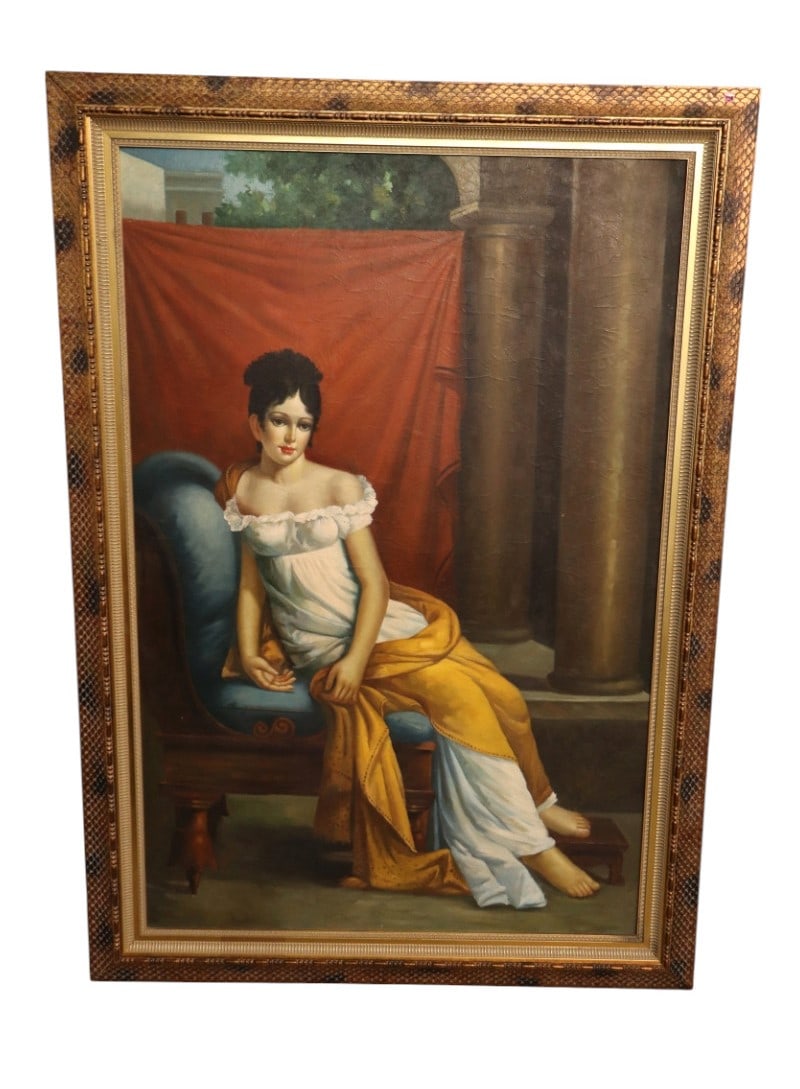 Large oil on board portrait in fancy frame (1 of 5)