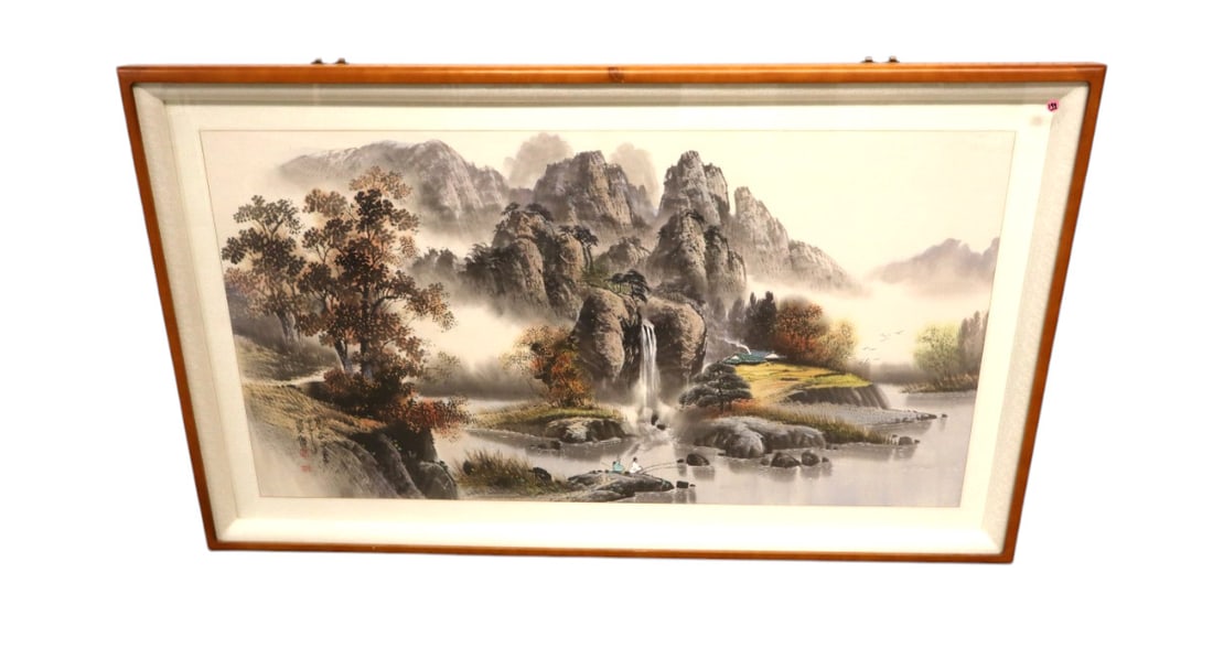 Vintage Asian signed & framed watercolor (1 of 3)