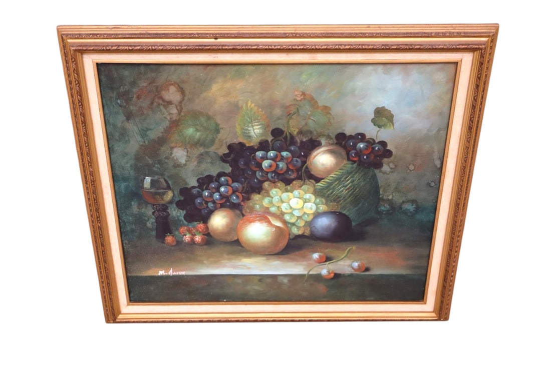 MidC sg. M. AARON oil on canvas framed still life (1 of 2)