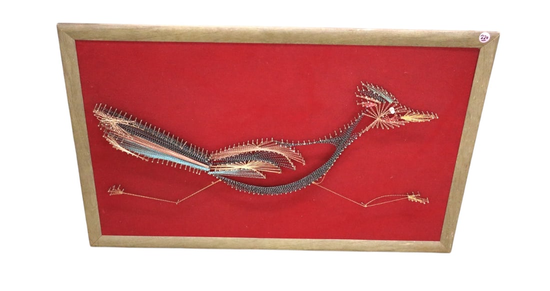 Cool MCM string art large framed road runner (1 of 2)