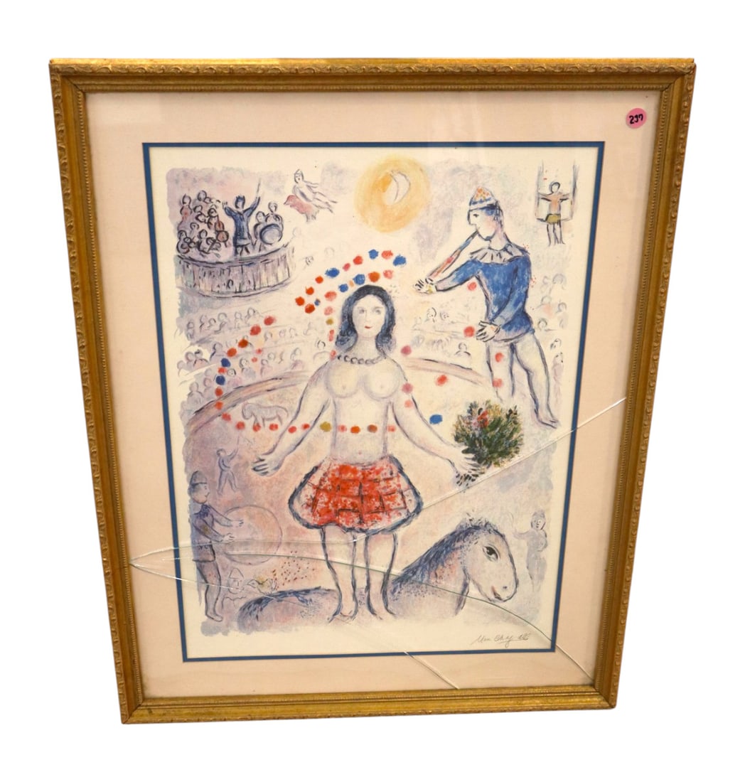 Circus Performers sg Marc Chagall lithograph style framed artwork (1 of 2)