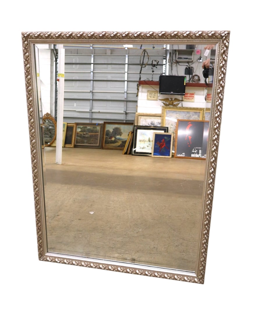 Quality leaf motif silver frame bevel glass mirror (1 of 2)