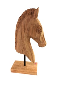 Hand carved wood Horse head on wood