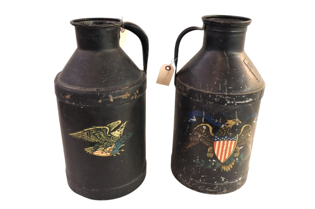 Pair semi antique Sealtest Foods cream cans. 16"h (1 of 4)