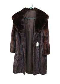 Full length black mink fur coat, size small/petite