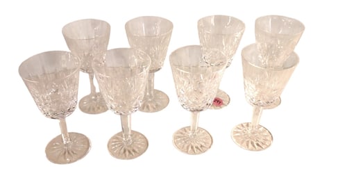 Set of 8 Waterford lead crystal wine stemware