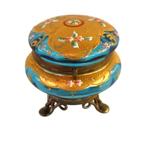 Antique Moser decorated lidded dresser ring box