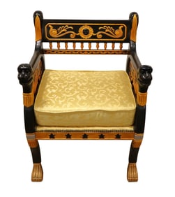 Head carved gold and black double arm throne chair
