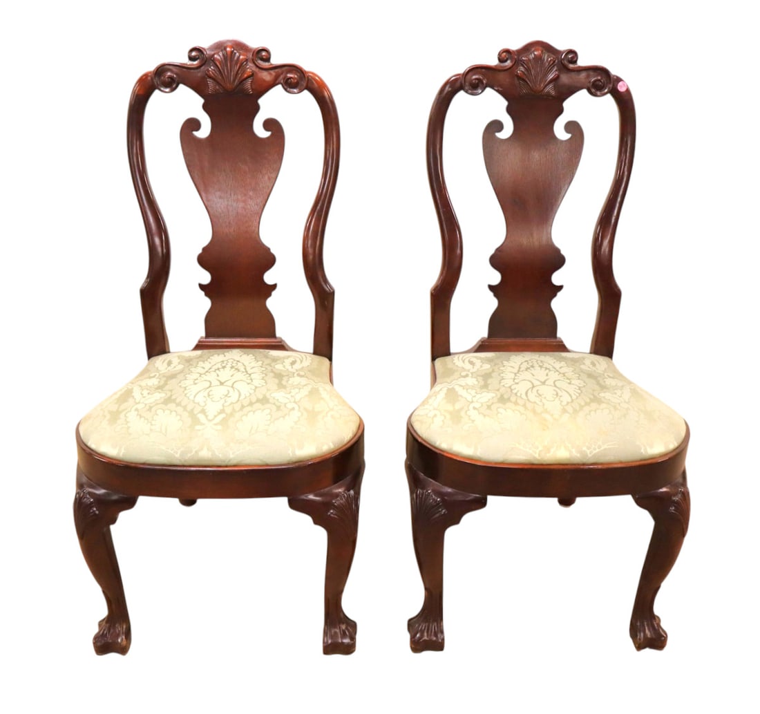 PR Century solid mahogany shell carved side chairs (1 of 5)