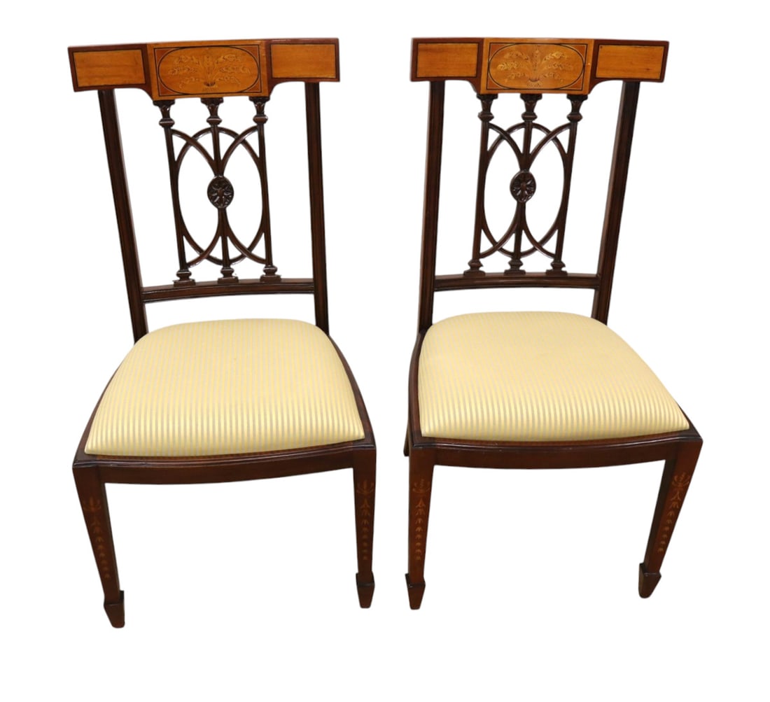 Pair nice inlaid regency style side chairs (1 of 4)