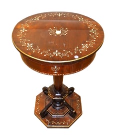 Awesome antique MOP inlay lift top sewing table