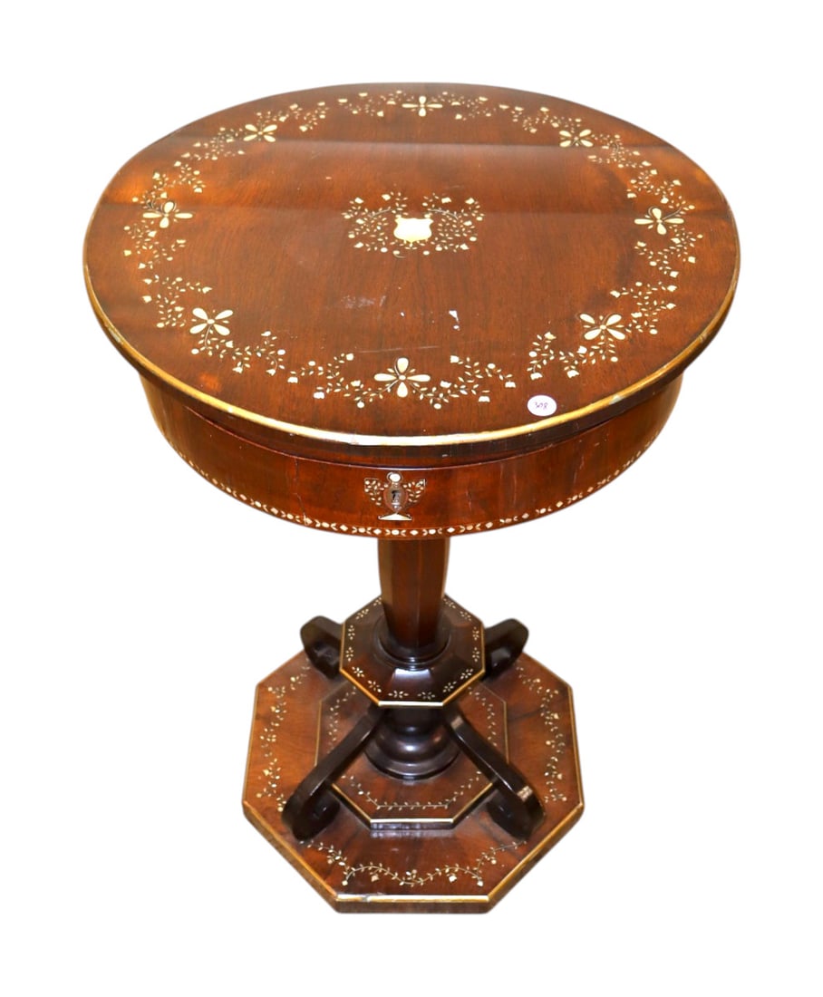 Awesome antique MOP inlay lift top sewing table (1 of 6)