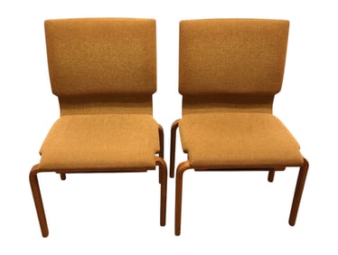PR mid-century style Sauder walnut laminate chairs