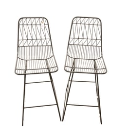 Pair of mid century style wire bar stools