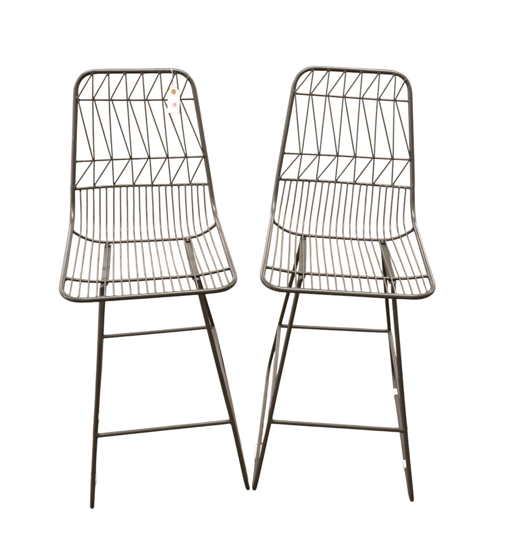 Pair of mid century style wire bar stools (1 of 3)