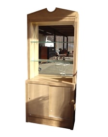 Open front display cabinet with sliding door base