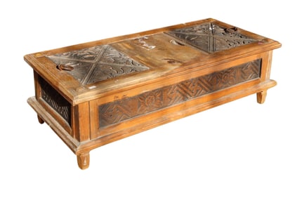 Antique mediterranean Asian carved storage box