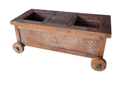 Antique mediterranean Asian carved storage box