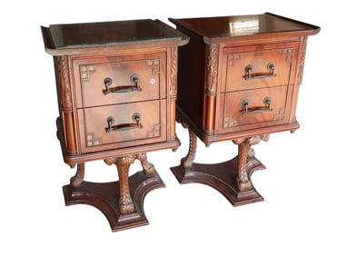 Vtg PR chinese chipp. style feather base nightstands