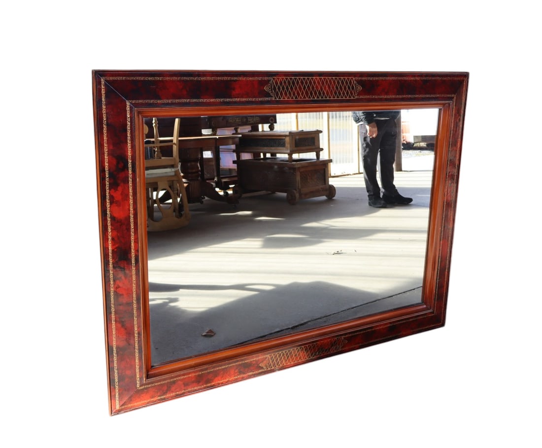 Vintage chinese chipp. style leather wrapped mirror (1 of 5)
