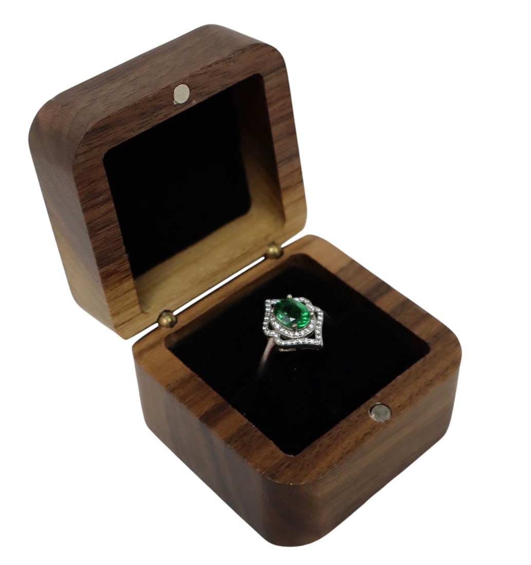 Green topaz 1.24ct and white sapphire ring s/s (1 of 5)