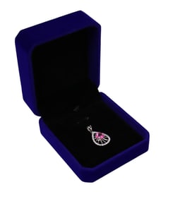 Pink topaz 1.66ct and white sapphire pendant in s/s