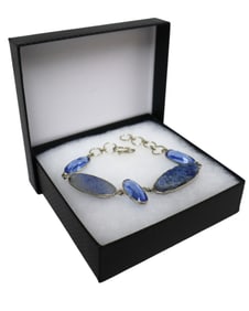 Large Druzy quartz 36.5ct and topaz bracelet s/s