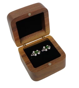 Large Chrome diopside .82ct and white sapphire earrings s/s