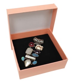 Fantastic large hand crafted pendant w/cow print agate & multi gemstones