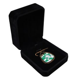 Vintage dragon and clouds enamel brooch