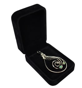 Hand crafted pendant with green gemstones