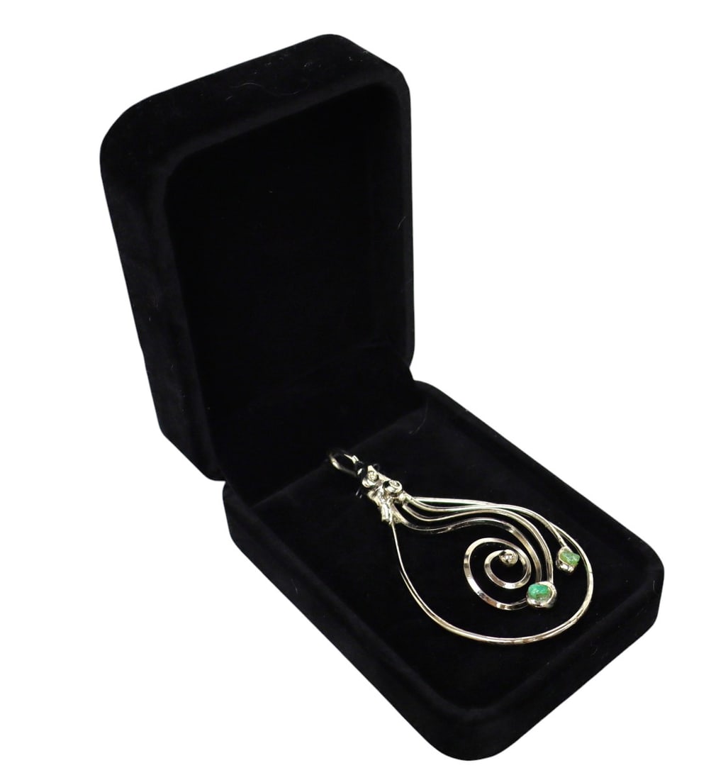 Hand crafted pendant with green gemstones (1 of 5)