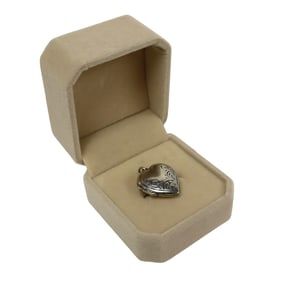 Antique sterling silver heart locket with gift box