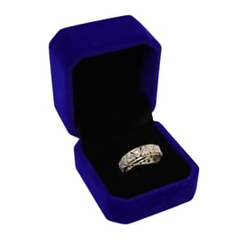 Eternity 9ct gold over silver ring band. Size 8.25