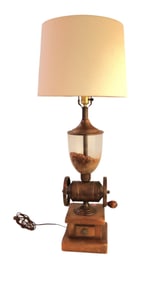 Vintage coffee grinder design table lamp w/shade