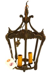 Antique cast iron two burner lamp fixture