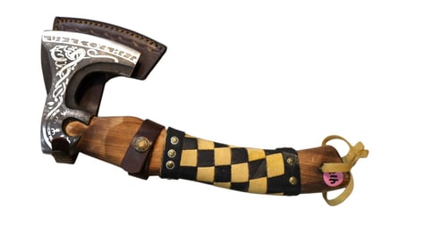 New fancy snake etched damascus blade wooden handle ax