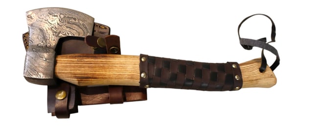 New fancy wood leather wrapped handled axe