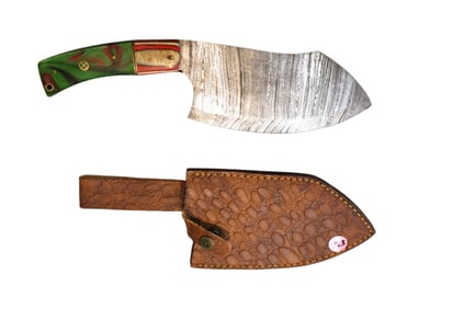 New fancy meat cleaver with leather sheath