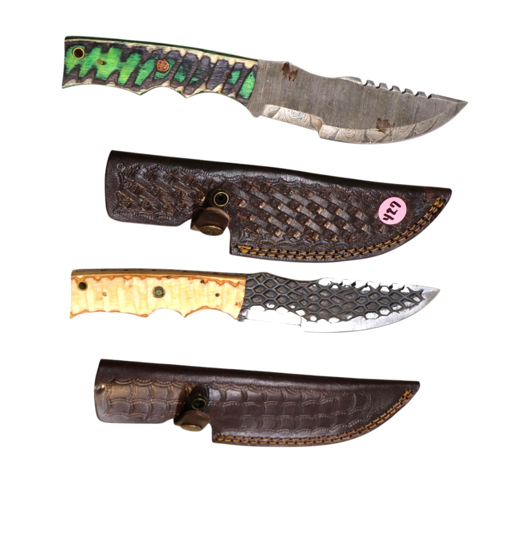 New 2 fancy damascus blade knives (1 of 1)